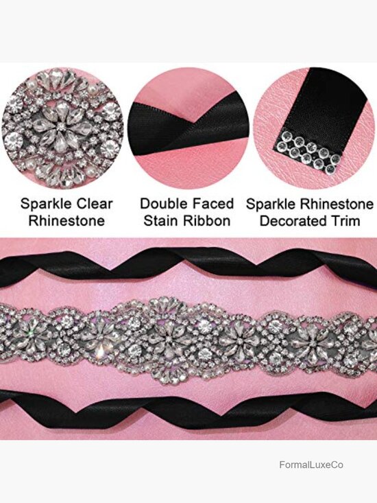 Bridal Rhinestone Braided Wedding Dress Sash Belt Adjustable